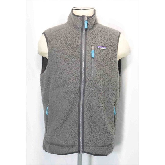 Patagonia El Cap Retro Deep Gray Fleece Pile Full Zip Vest Mens Size Large
